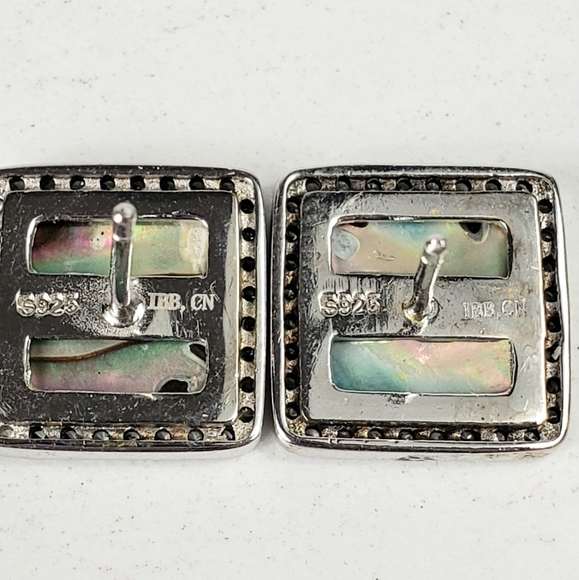 Abalone Shell CZ Sterling Silver earrings - Picture 5 of 5